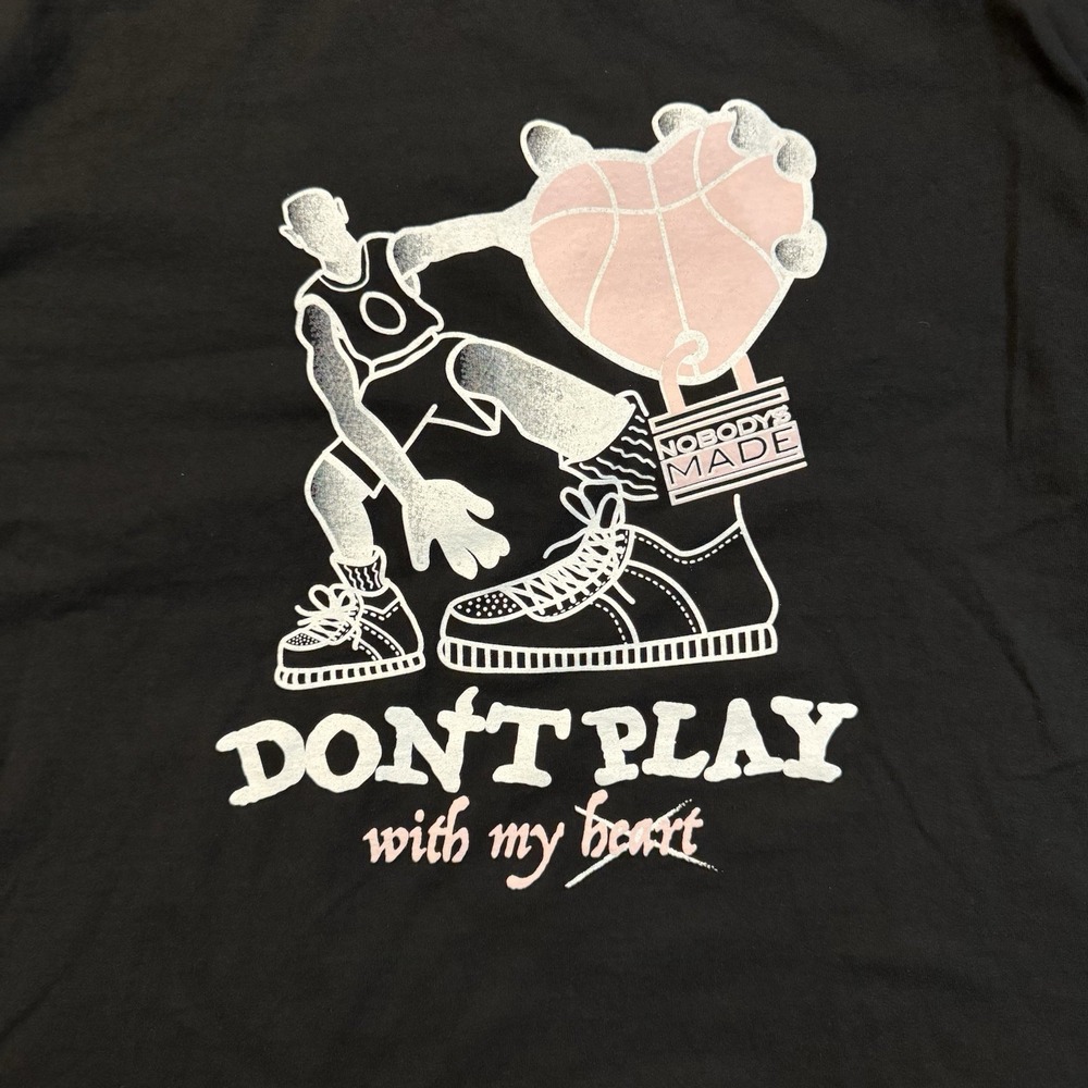 Made Hoops "Don't Play With My Heart" Basketball T-Shirt Black Size XL - Picture 2 of 6